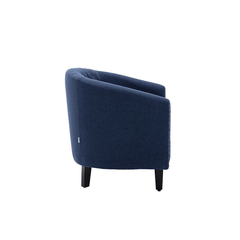 Fauteuil d'appoint avec clous décoratifs et pieds en bois massif pour salon
