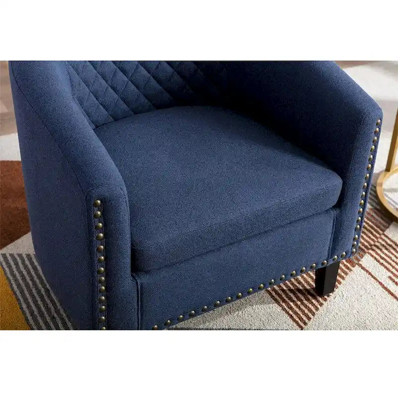 Fauteuil d'appoint avec clous décoratifs et pieds en bois massif pour salon