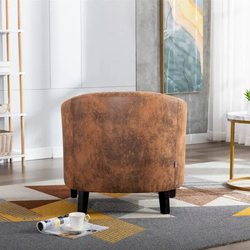Fauteuil d'appoint avec clous décoratifs et pieds en bois massif pour salon