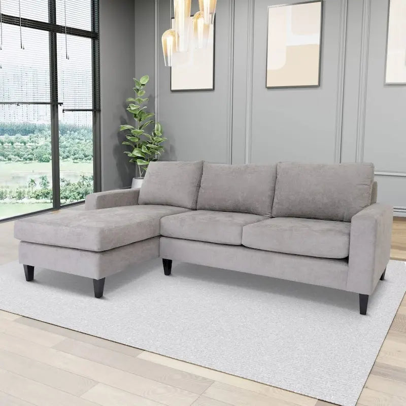 Canapé d'angle contemporain en polyester et nylon, structure en bois massif, rembourré