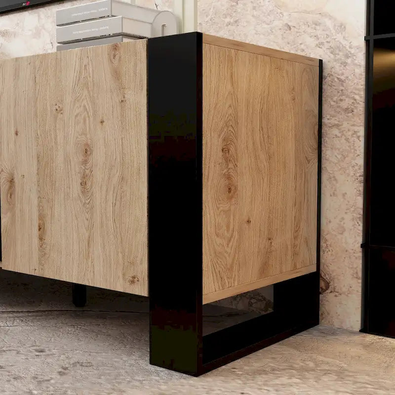 Meuble TV et cheminée luxueux avec foyer à LED intégré