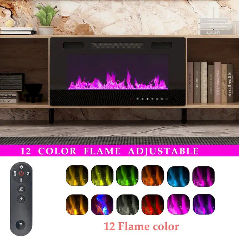 Meuble TV et cheminée luxueux avec foyer à LED intégré