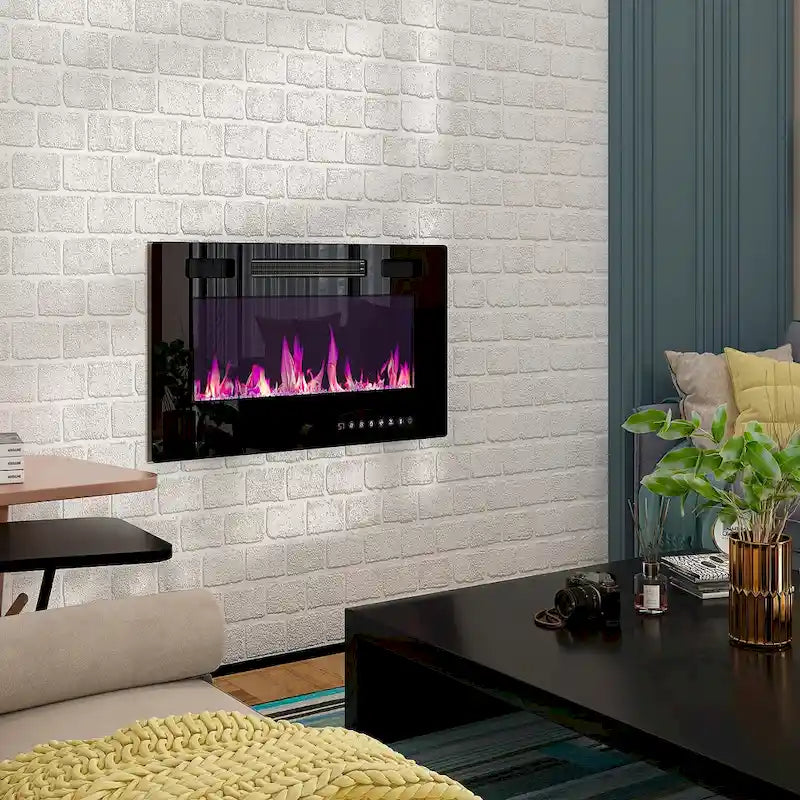 Meuble TV et cheminée luxueux avec foyer à LED intégré