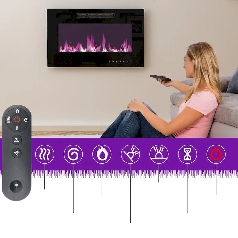 Meuble TV et cheminée luxueux avec foyer à LED intégré