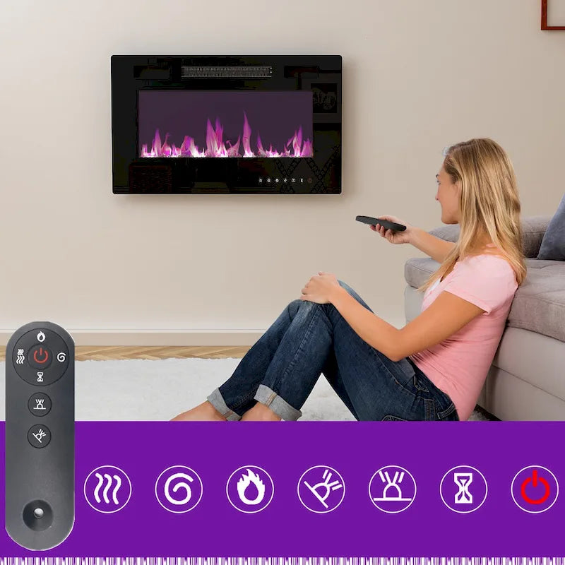 Meuble TV et cheminée luxueux avec foyer à LED intégré