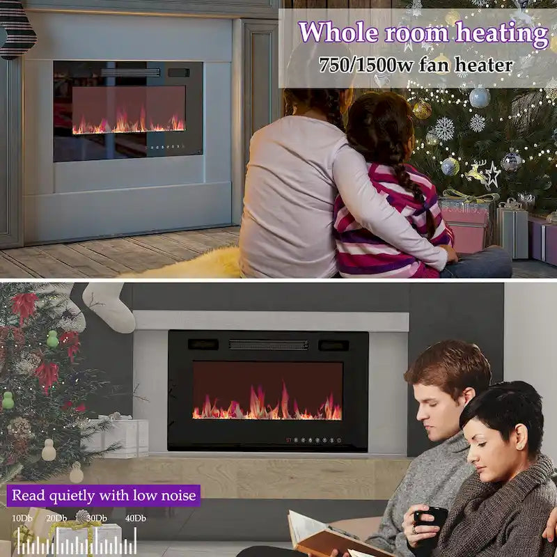 Meuble TV et cheminée luxueux avec foyer à LED intégré