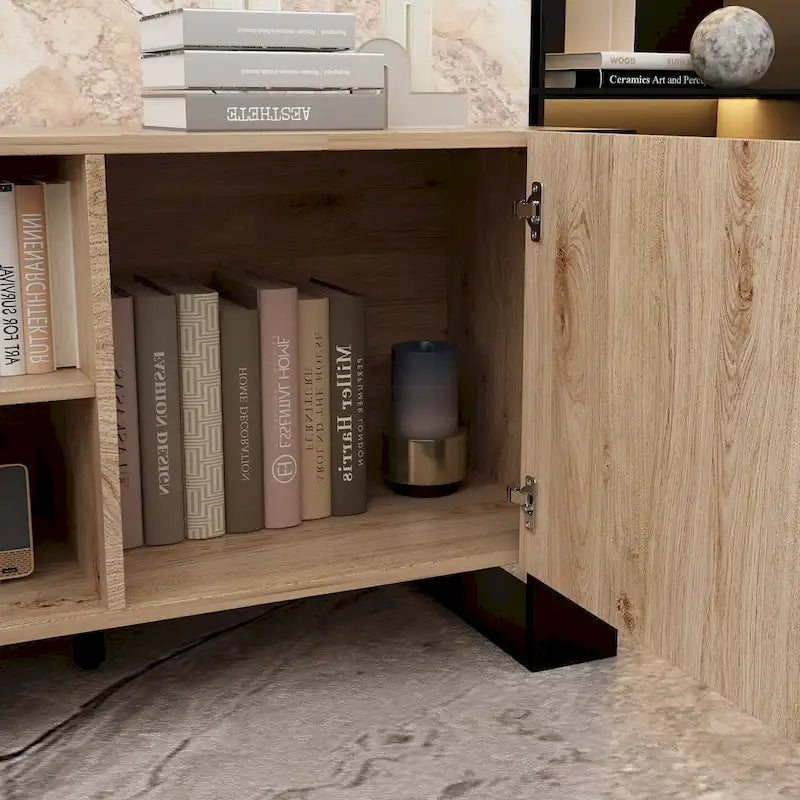 Meuble TV et cheminée luxueux avec foyer à LED intégré