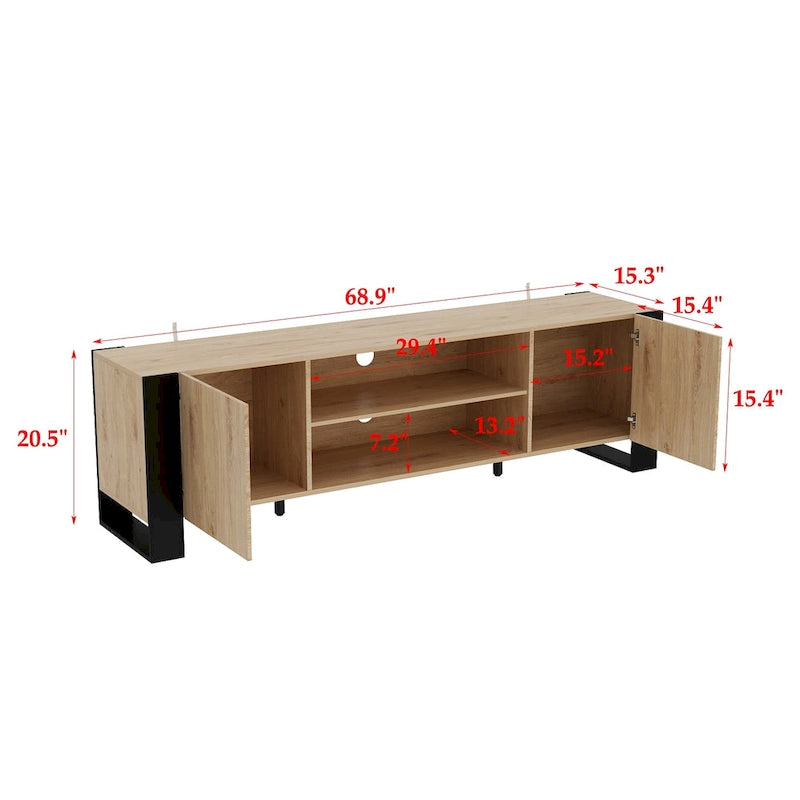 Meuble TV et cheminée luxueux avec foyer à LED intégré