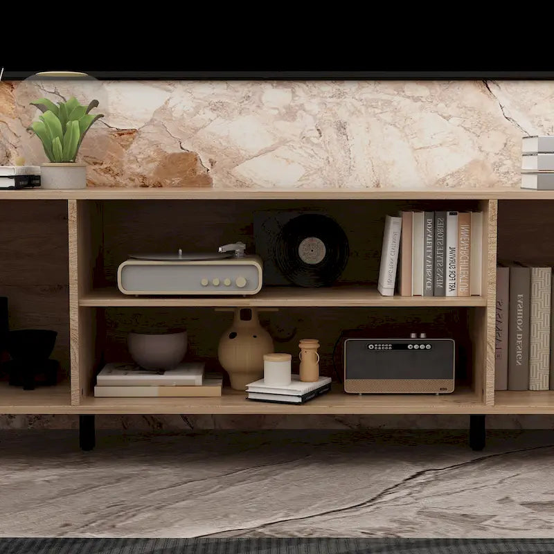 Meuble TV et cheminée luxueux avec foyer à LED intégré