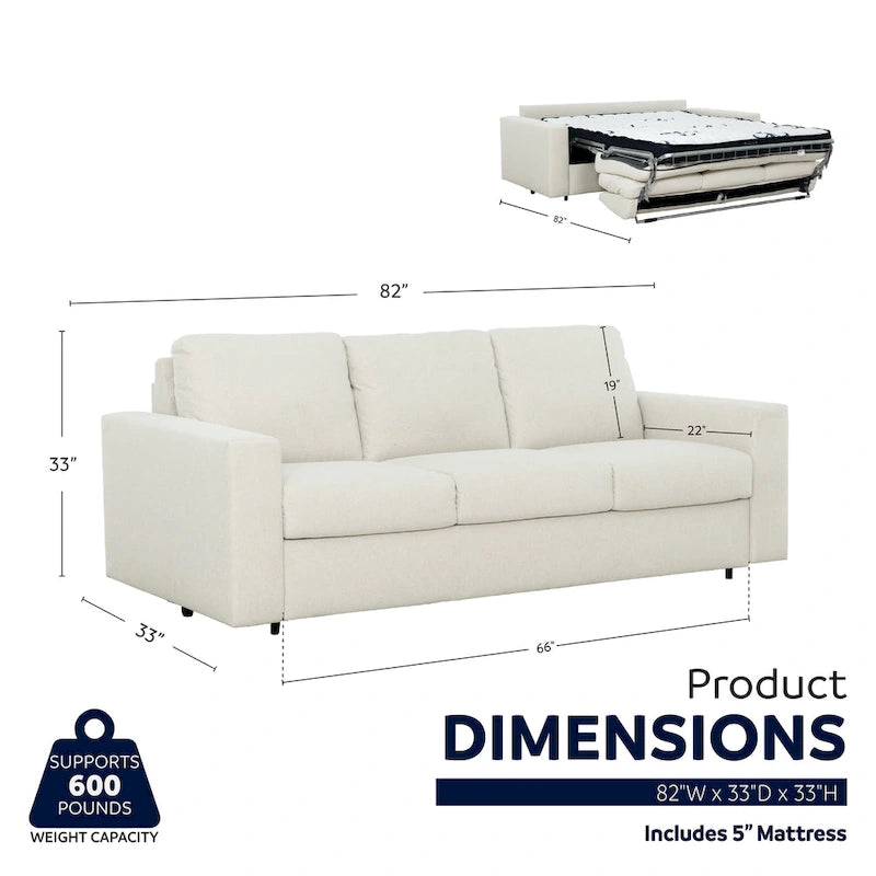 Canapé-lit Queen avec matelas en mousse à mémoire de forme de 12,7 cm
