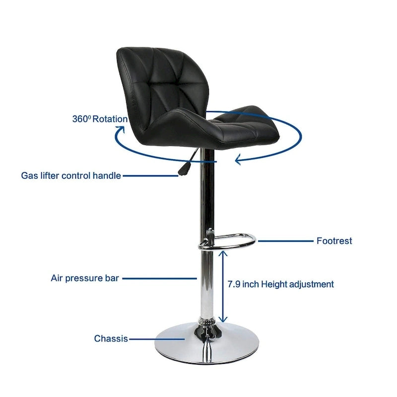 Tabourets de bar modernes en similicuir réglables et pivotants