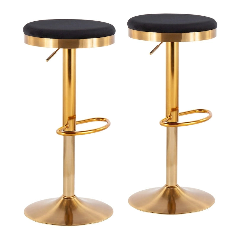 Tabouret de bar en acier doré et cuir blanc