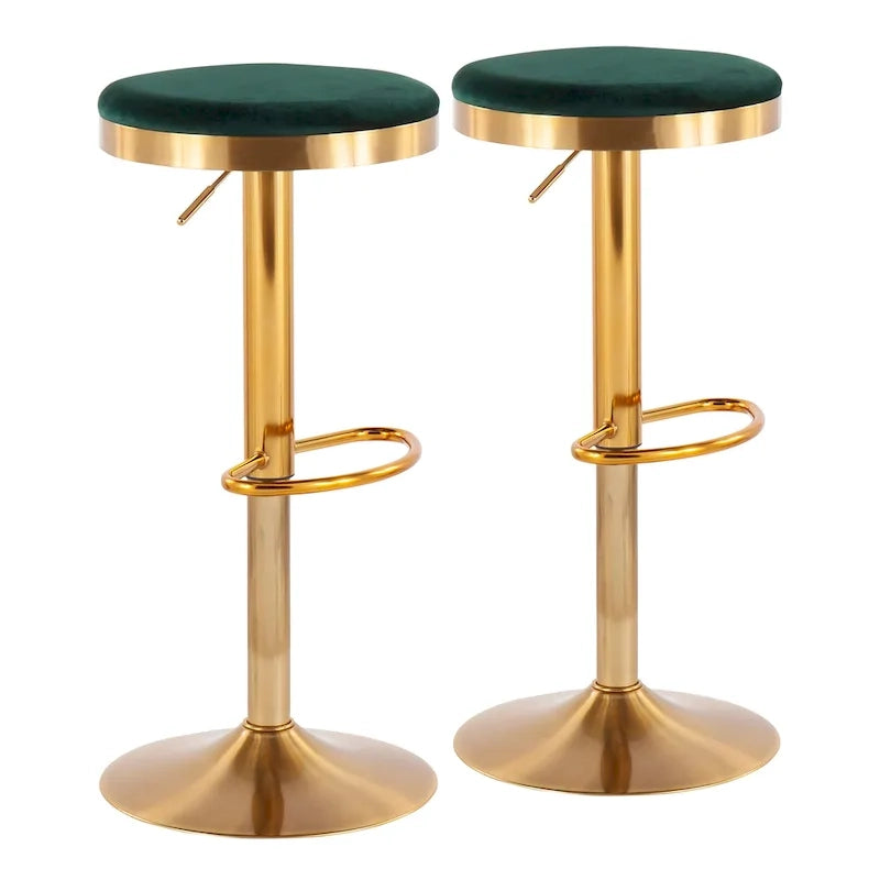 Tabouret de bar en acier doré et cuir blanc