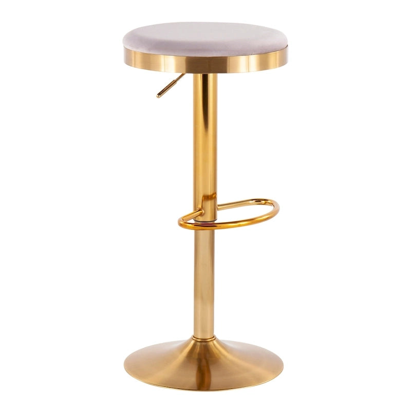Tabouret de bar en acier doré et cuir blanc
