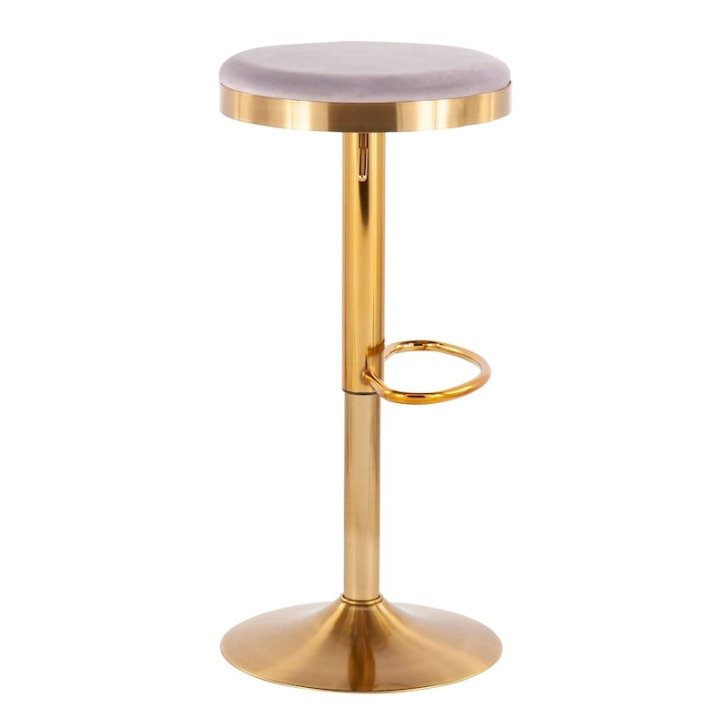 Tabouret de bar en acier doré et cuir blanc