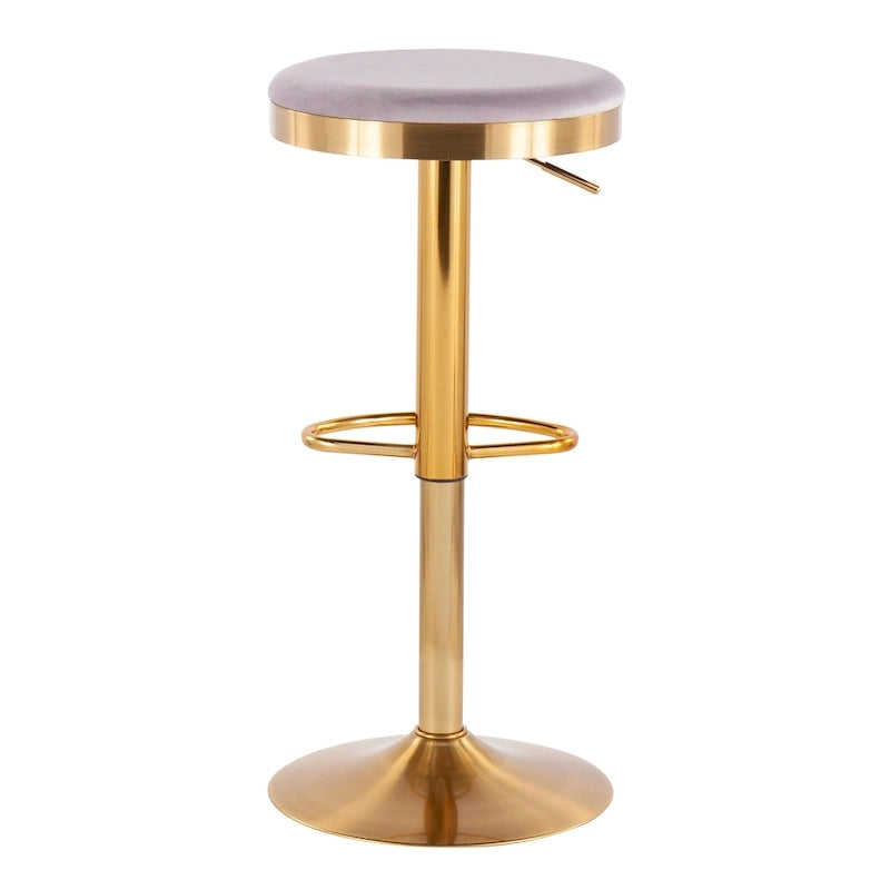 Tabouret de bar en acier doré et cuir blanc