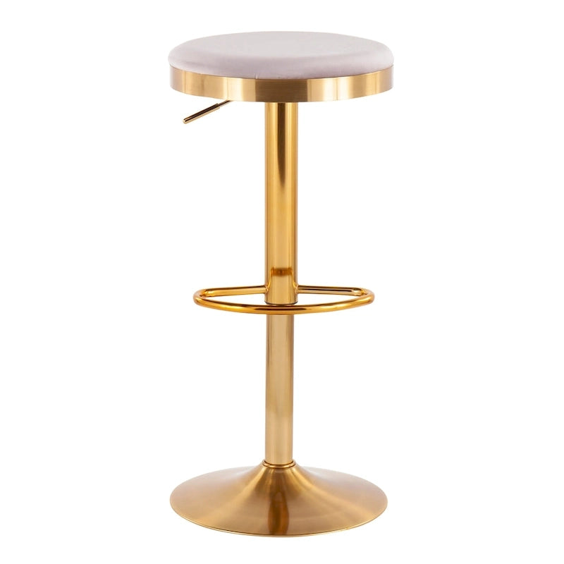 Tabouret de bar en acier doré et cuir blanc