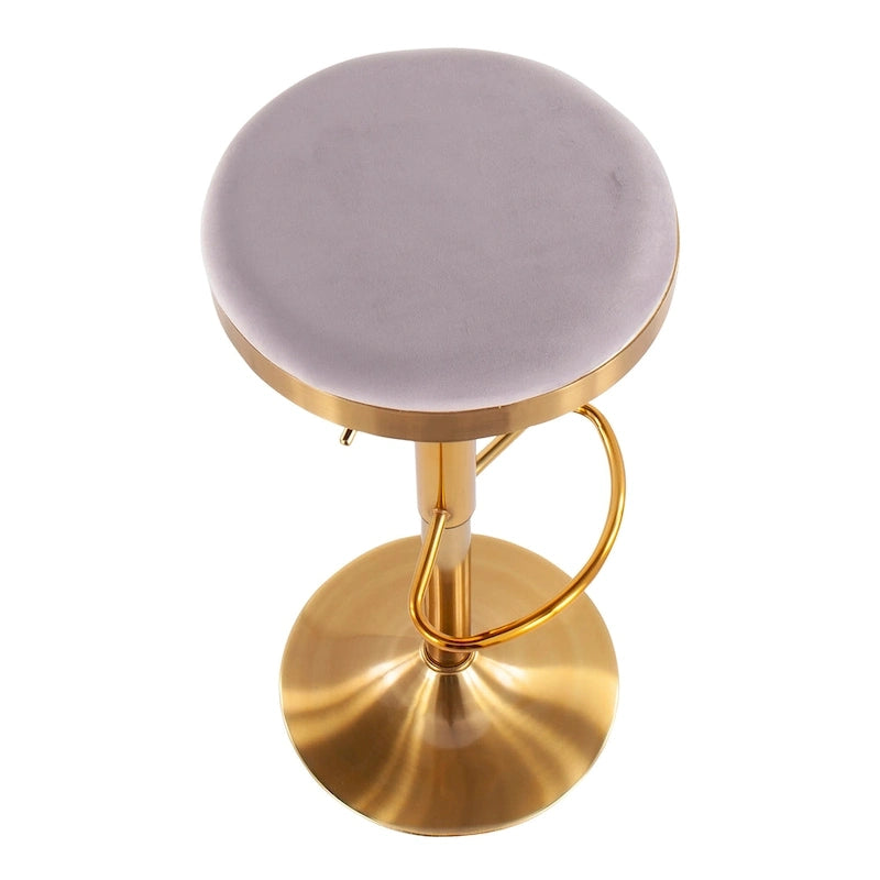 Tabouret de bar en acier doré et cuir blanc