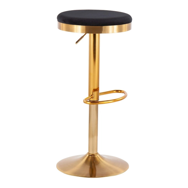 Tabouret de bar en acier doré et cuir blanc