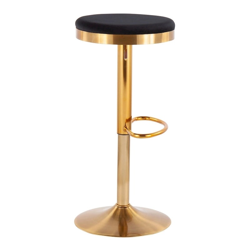 Tabouret de bar en acier doré et cuir blanc