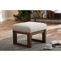 Tabouret ottoman rembourré beige clair du milieu du siècle