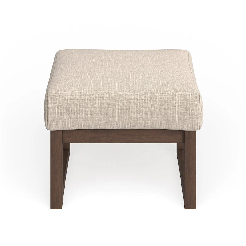 Tabouret ottoman rembourré beige clair du milieu du siècle