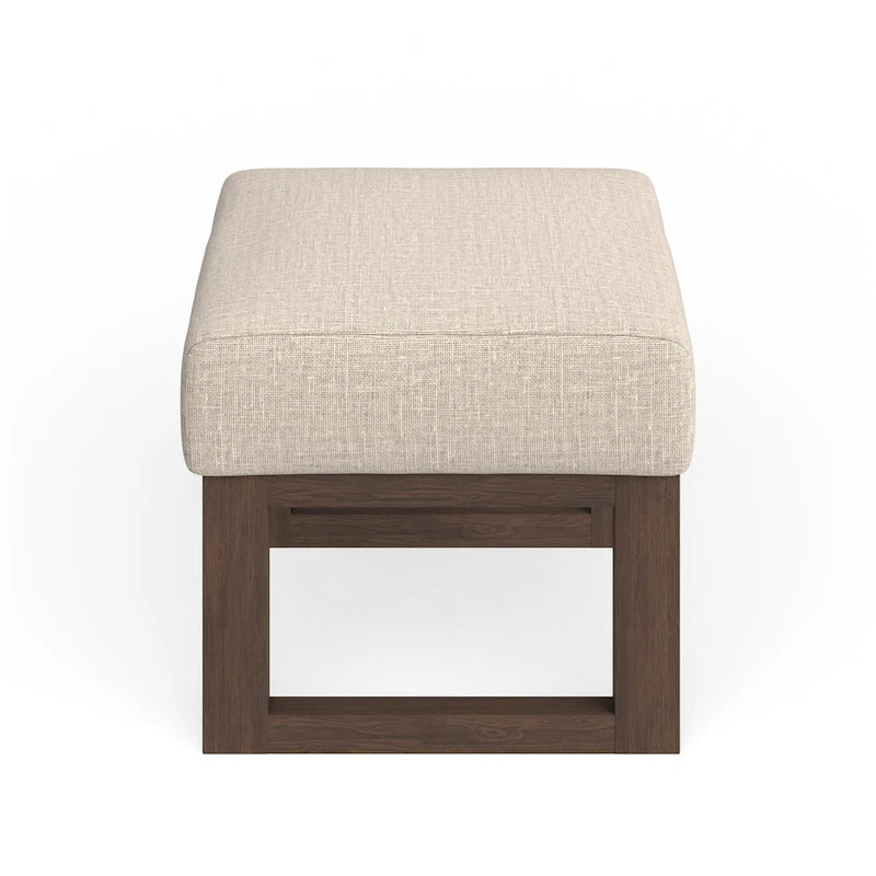 Tabouret ottoman rembourré beige clair du milieu du siècle
