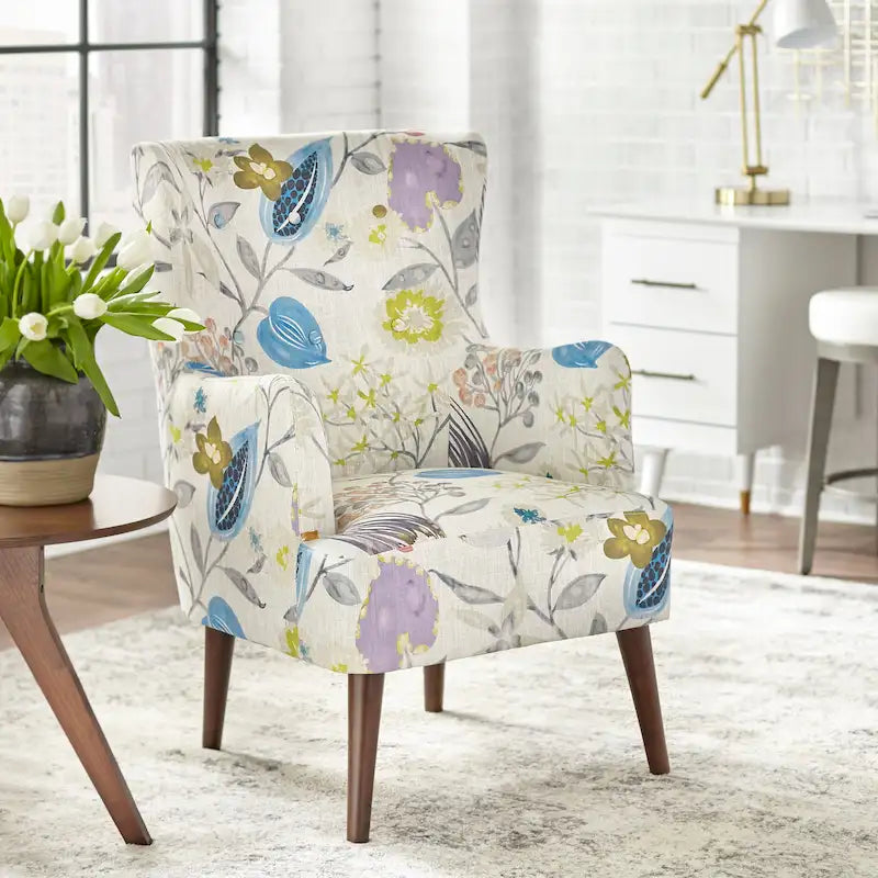 Fauteuil à dossier haut Mid-Century avec pieds en bois