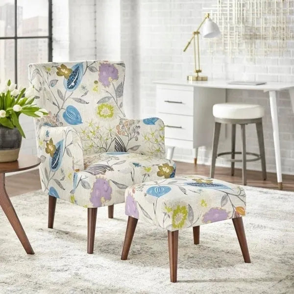 Fauteuil à dossier haut Mid-Century avec pieds en bois