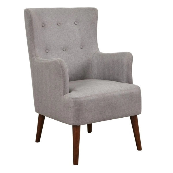 Fauteuil à dossier haut Mid-Century avec pieds en bois
