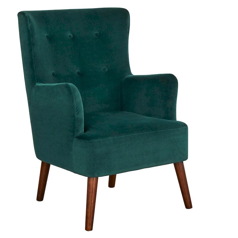 Fauteuil à dossier haut Mid-Century avec pieds en bois