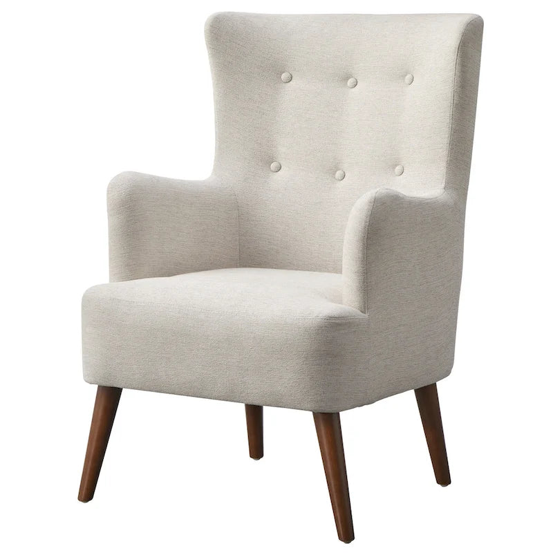 Fauteuil à dossier haut Mid-Century avec pieds en bois