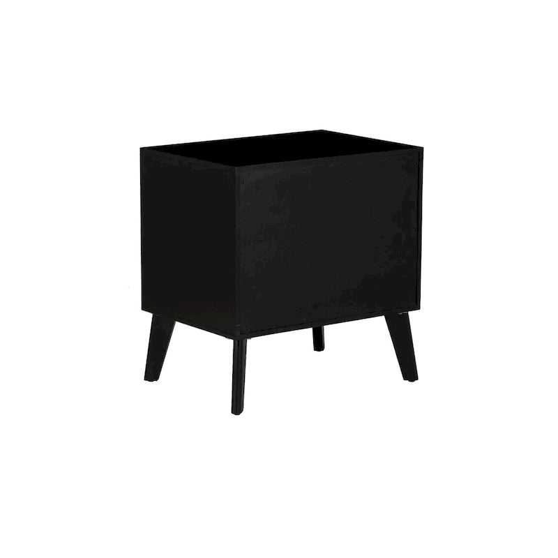 Table de chevet du milieu du siècle en bois/rotin