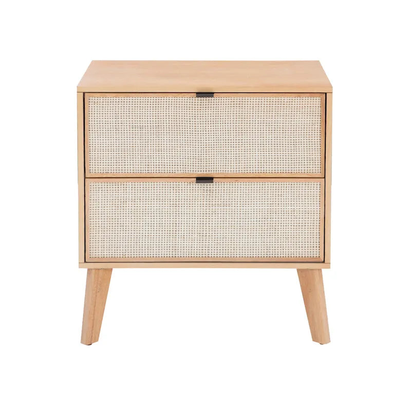 Table de chevet du milieu du siècle en bois/rotin