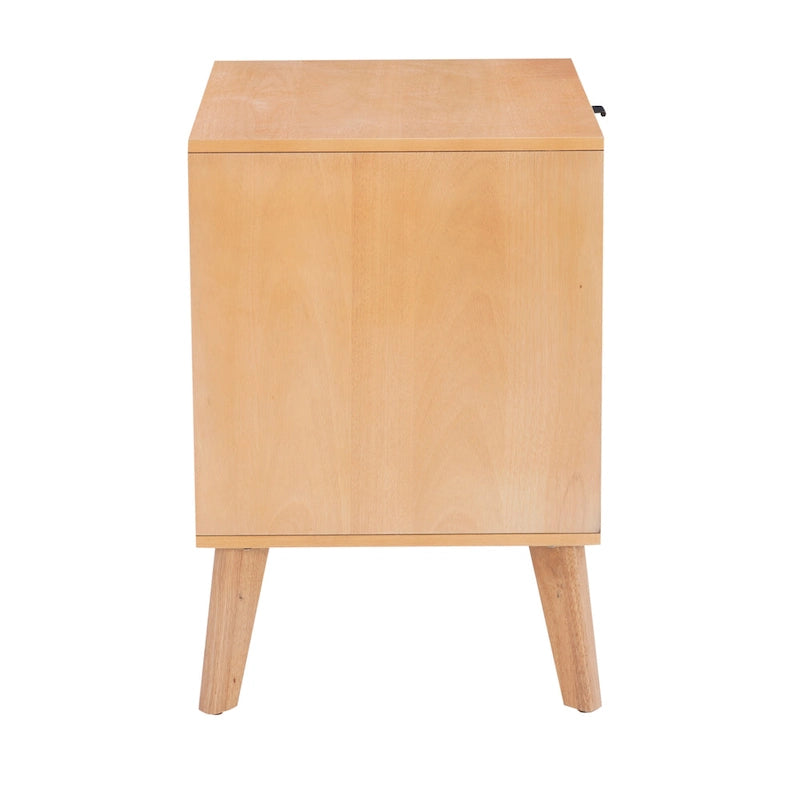 Table de chevet du milieu du siècle en bois/rotin