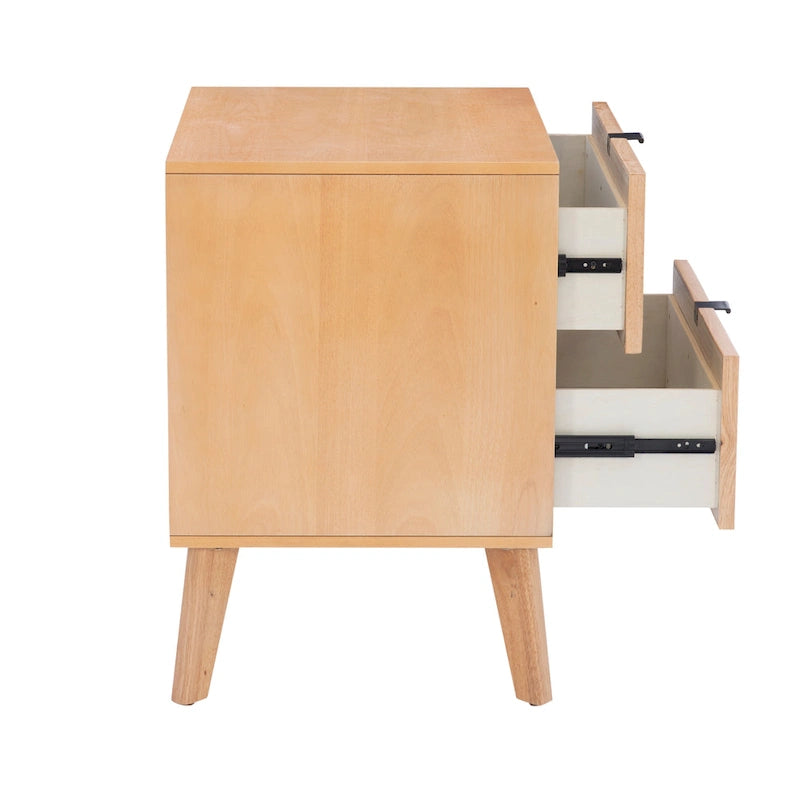 Table de chevet du milieu du siècle en bois/rotin