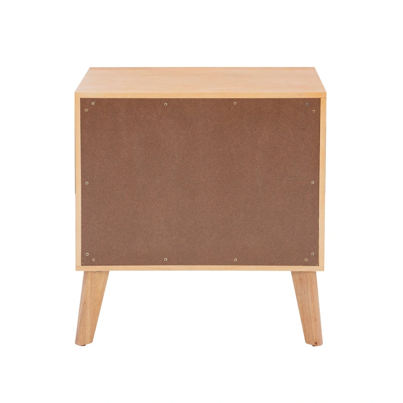 Table de chevet du milieu du siècle en bois/rotin