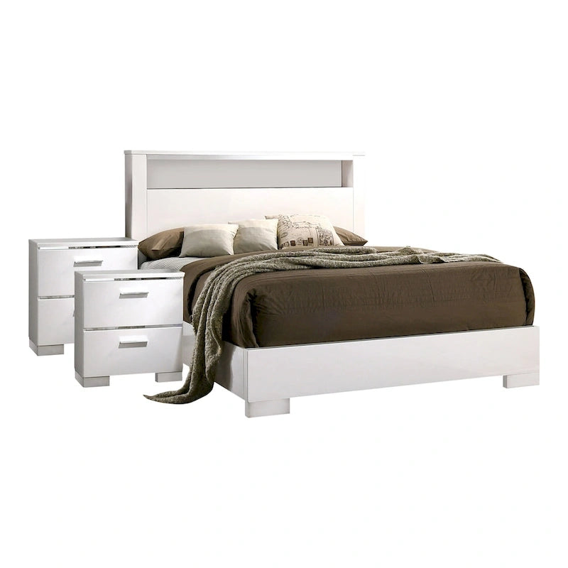 Lit de rangement en bois massif Modern Queen avec interface USB