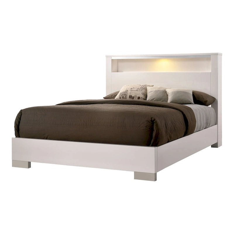 Lit de rangement en bois massif Modern Queen avec interface USB