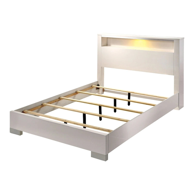 Lit de rangement en bois massif Modern Queen avec interface USB