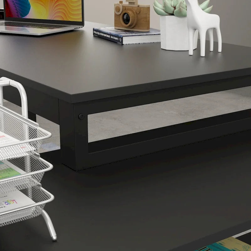 Bureau informatique d'angle en L de 55 pouces avec tiroirs