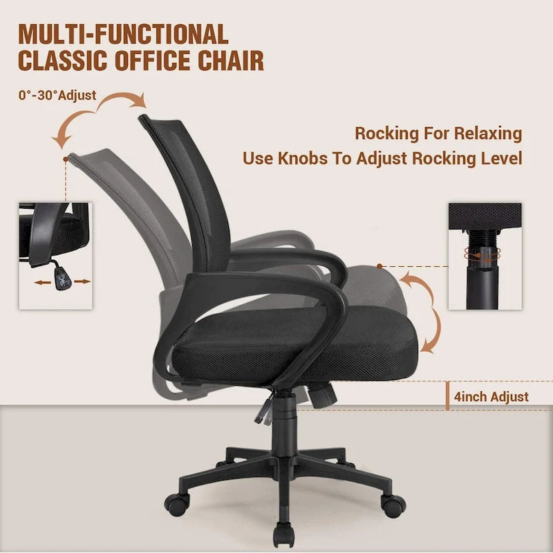Chaise de bureau Chaise de bureau en maille Chaise d'ordinateur avec accoudoir