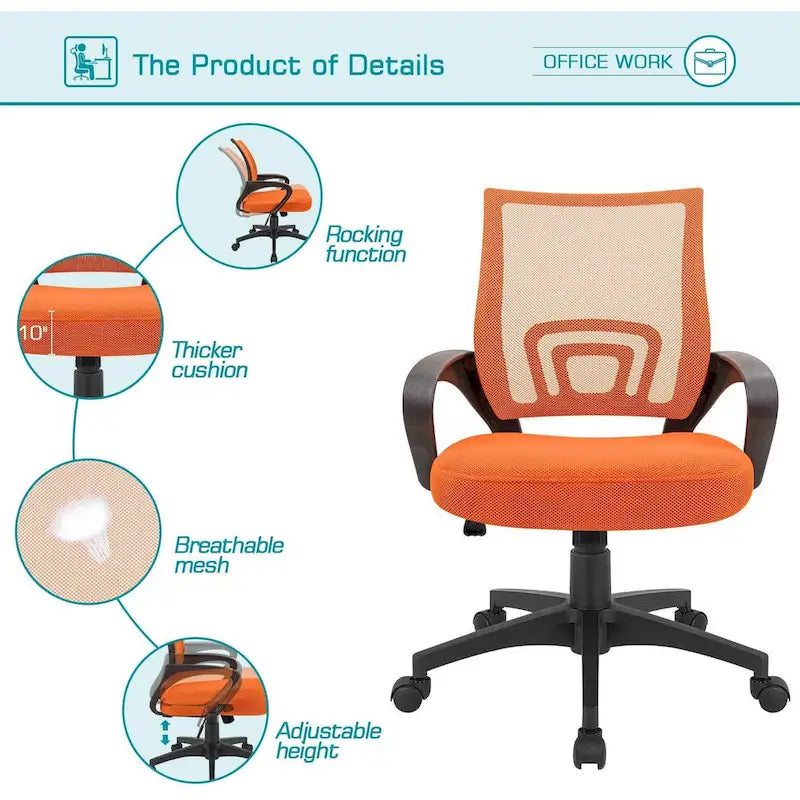 Chaise de bureau Chaise de bureau en maille Chaise d'ordinateur avec accoudoir