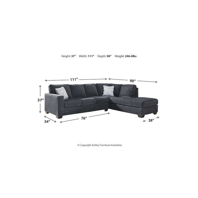 Canapé-lit avec méridienne - 110L x 90P x 37H
