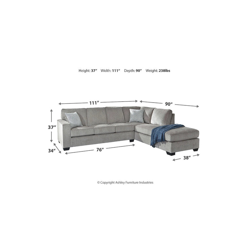 Canapé-lit avec méridienne - 110L x 90P x 37H
