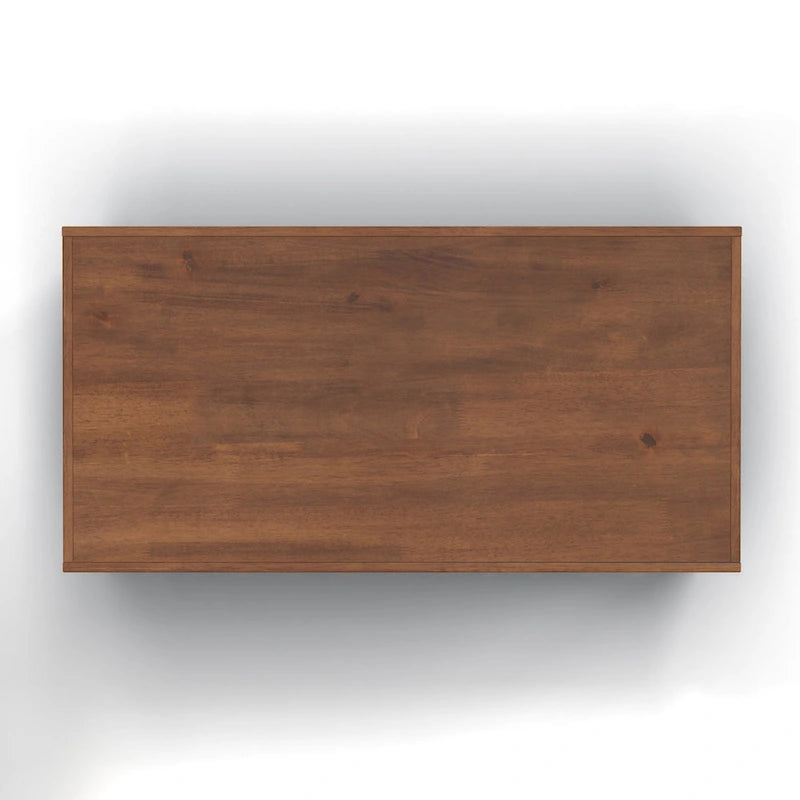 Table basse de 122 cm, aucun assemblage requis, bleu denim et whisky