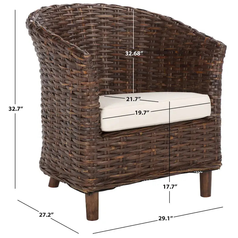 Fauteuil en rotin avec coussin