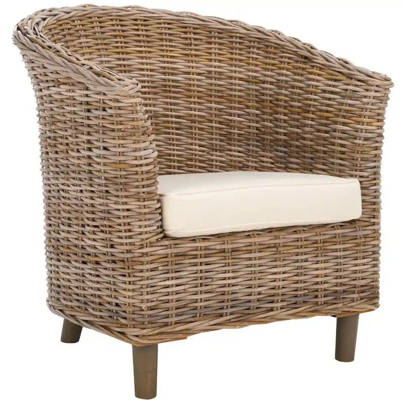 Fauteuil en rotin avec coussin
