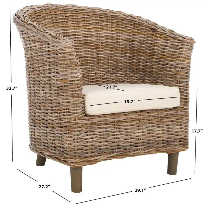 Fauteuil en rotin avec coussin