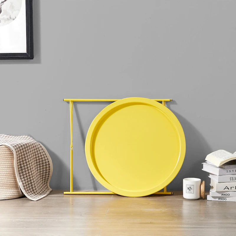 Table d'appoint/de chevet, pliable ronde en métal, antirouille et étanche, pour l'extérieur, le salon, la chambre à coucher
